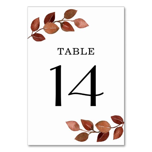 Numéro De Table Rustic Automne Numéro de tableau (Dos)