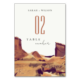 Numéro De Table Rustic Boho Watercolor Mariage paysage du désert