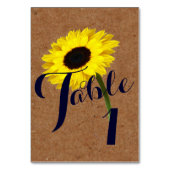 Numéro De Table Rustic Bride Sunflower Douche Mariage Réception (Dos)