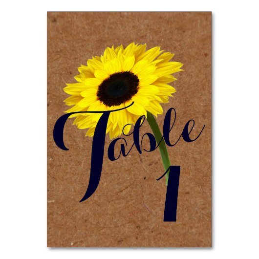 Numéro De Table Rustic Bride Sunflower Douche Mariage Réception (Dos)