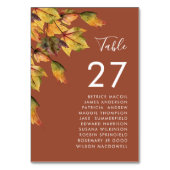 Numéro De Table Rustic Brown Autumn Foliage Mariage Nom d'hôte (Dos)