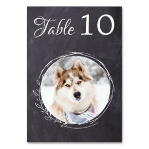 Numéro De Table Rustic Chalkboard Greenery Chien Photo Animal Mari