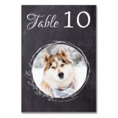 Numéro De Table Rustic Chalkboard Greenery Chien Photo Animal Mari (Dos)