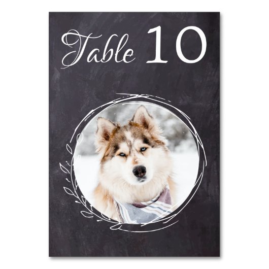 Numéro De Table Rustic Chalkboard Greenery Chien Photo Animal Mari (Par défaut)