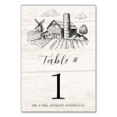 Numéro De Table Rustic Country Western Barn Mariage (Dos)