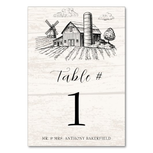 Numéro De Table Rustic Country Western Barn Mariage (Par défaut)