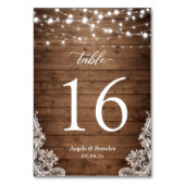 Numéro De Table Rustic Country Wood Twinkle Mariage de dentelle (Dos)