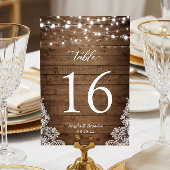 Numéro De Table Rustic Country Wood Twinkle Mariage de dentelle