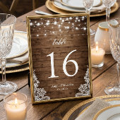 Numéro De Table Rustic Country Wood Twinkle Mariage de dentelle
