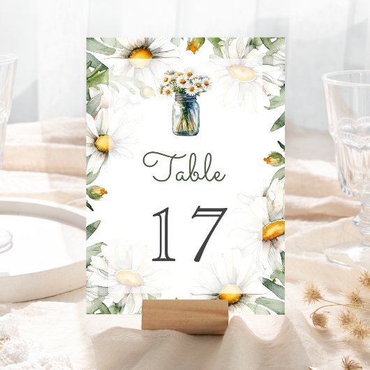 Numéro De Table Rustic Daisies Floral Mason Jar Wedding