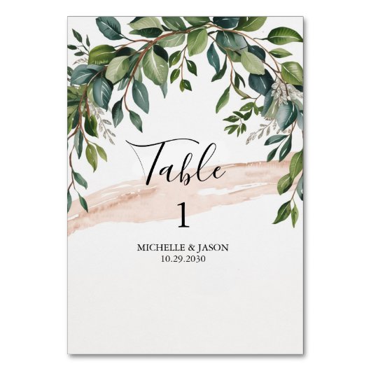 Numéro De Table Rustic Eucalyptus Greenery Wedding Table Number    (Dos)