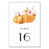 Numéro De Table Rustic Fall Gold Floral Citrouille Mariage (Par défaut)