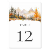 Numéro De Table Rustic Fall Mountain Pine Forest Wedding (Dos)