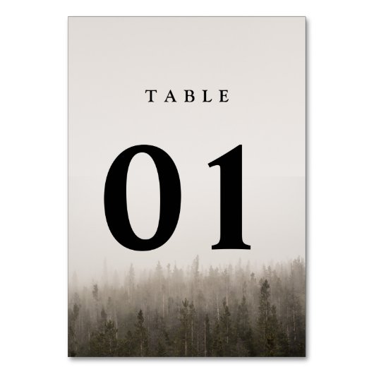 Numéro De Table Rustic Forest Misty Mariage paysage (Dos)