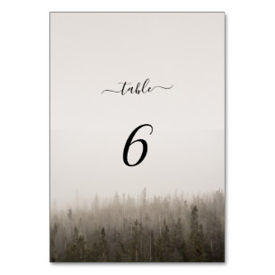 Numéro De Table Rustic Forest Misty Mariage paysage