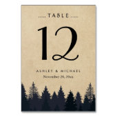 Numéro De Table Rustic Kraft Pine Tree Forest Mariage Numéro de ta (Dos)
