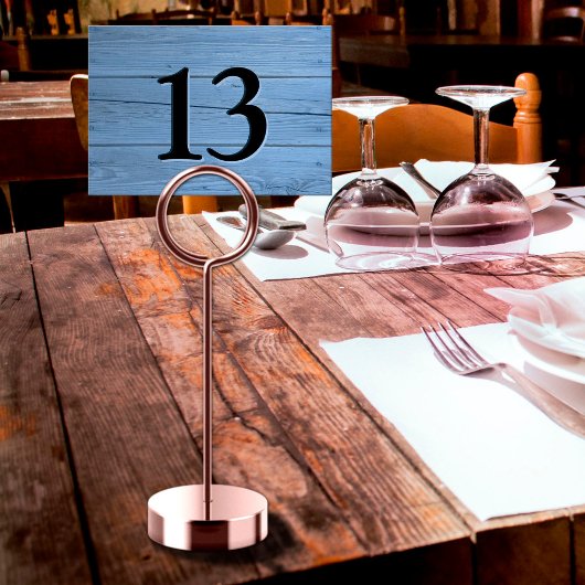 Numéro De Table Rustic Light Blue Faux Engraved Cafe
