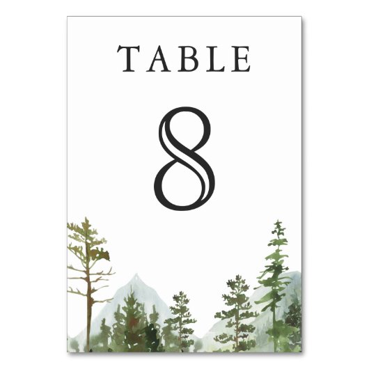 Numéro De Table Rustic Mountain Forest Trees Mariage (Dos)