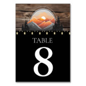 Numéro De Table Rustic Mountain Valley Forest Sunset Mariage (Dos)