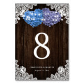 Numéro De Table Rustic Purple and Blue Wood Lace Floral (Dos)