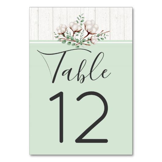 Numéro De Table Rustic Southern Cotton & Wood Mariage Numéro de ta (Par défaut)
