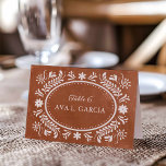 Numéro De Table Rustic Terracotta Mexican Wedding<br><div class="desc">Add a rustic touch to your reception with this terracotta table number featuring traditional papel picado details—perfect for a Mexican or boho wedding theme. Find more matching pieces in the full collection!</div>