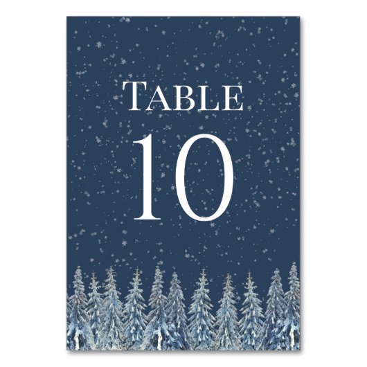 Numéro De Table Rustic Winter Forest Wedding Table Number Cards (Dos)