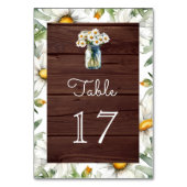 Numéro De Table Rustic Wood Daisies Floral Mason Jar Wedding (Dos)