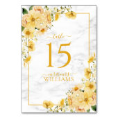 Numéro De Table Rustic Yellow Floral Marble Reception Wedding (Par défaut)