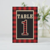 Numéro de table rustique à carreaux rouge et noir (Debout devant)