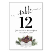 Numéro De Table Rustique Aquarelle Pinecones Mariage élégant (Dos)