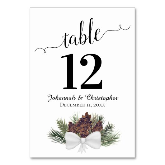 Numéro De Table Rustique Aquarelle Pinecones Mariage élégant (Dos)