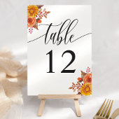 Numéro De Table Rustique Automne aquarelle Floral Automne Mariage
