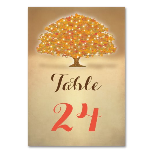 Numéro De Table Rustique Automne Arbre lumières numéros de tableau (Par défaut)