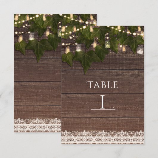 Numéro de table rustique avec jarre Mason et lumiè (Devant / Derrière)