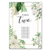 Numéro De Table Rustique blanc vert aquarelle Mariage or Floral (Dos)