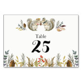 Numéro De Table Rustique Boho Forest Squirrels Mariage d'aquarelle (Dos)
