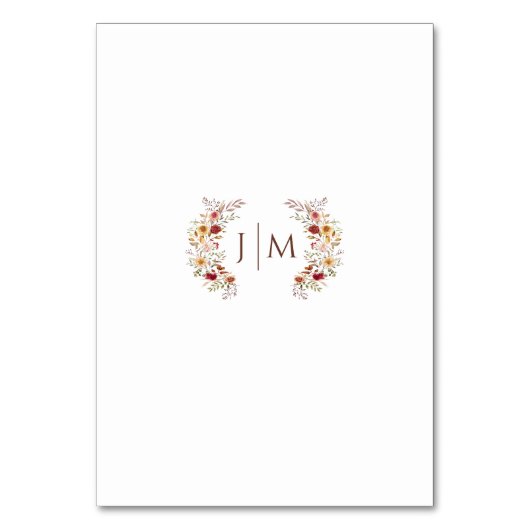 Numéro De Table Rustique Bourgogne Automne Floral Mariage Numéros (Dos)