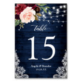 Numéro De Table Rustique Bourgogne Floral Chaîne Lumière Mariage d (Dos)