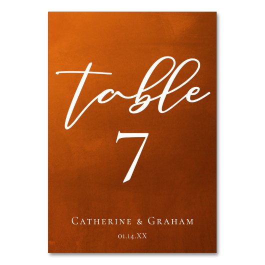 Numéro De Table Rustique Burtic Orange Typographie Mariage d'autom (Par défaut)