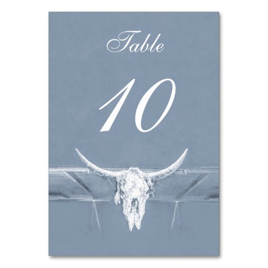 Numéro De Table Rustique Dusty Bleu Blanc Vache Occidentale Mariag (Par défaut)
