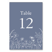 Numéro De Table Rustique Dusty bleu Boho Fleur sauvage (Dos)