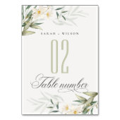 Numéro De Table Rustique Elégant Blanc Vert Vert Mariage Floral (Dos)