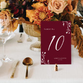 Numéro De Table Rustique Elegant Fleur sauvage de Bourgogne Mariag