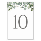 Numéro De Table Rustique Elégant Vert Mariage Eucalyptus (Dos)