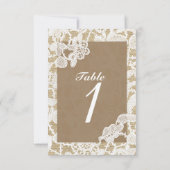 Numéro de table rustique en dentelle florale blanc (Dos)