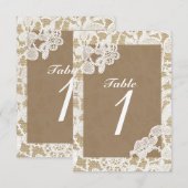 Numéro de table rustique en dentelle florale blanc (Devant / Derrière)
