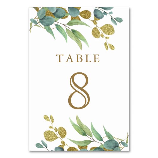 Numéro De Table Rustique Eucalyptus Gold Branch Mariage Numéro de  (Dos)