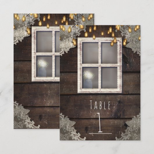 Numéro de table rustique Fenêtre & Lumières de Gra (Devant / Derrière)