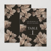 Numéro de table rustique feuilles brun foncé et br (Devant / Derrière)